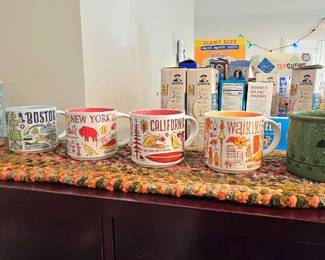 Starbucks collectible coffee mugs. 