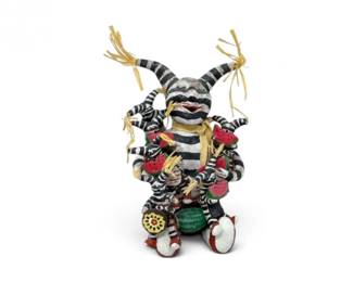 185 HandmadeHandPaintedCementJesterFolkArtSculpture
