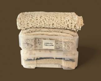 285 VintageCrochetLaceTableclothandCoverletCollection