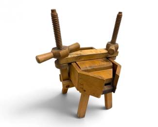 44 VintageWoodenDoubleScrewPresswHandTurnedClamps