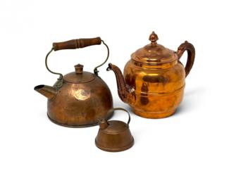 36 VintageCopperTeapotKettleCollection3Pc