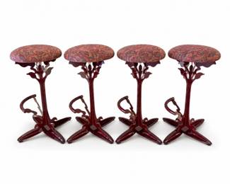 24 WhimsicalFloralMetalBarStoolswUpholsteredSeatsFootrests