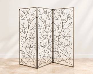 23 3PanelMetalFoldingRoomDividerwCandleHolders