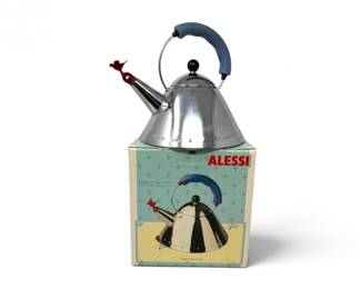 119 AlessiMichaelGravesBirdWhistleStainlessSteelKettlewBox