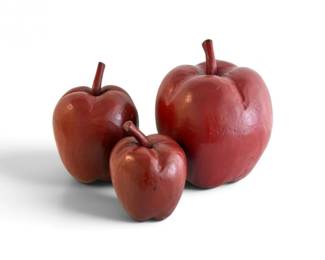 63 Setof3OversizedSolidWoodRedAppleSculptures