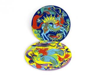 270 BOPLASwissMadeColorfulDragonPhoenixDessertPlateBowl