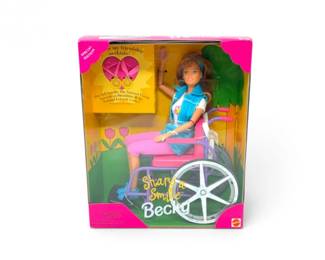 248 NewinBoxMattelShareaSmileBeckyDollwWheelchair