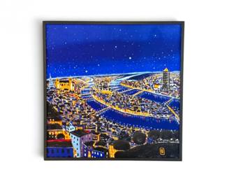 65 LargeBenitoLyonByNightFramedArtTextile