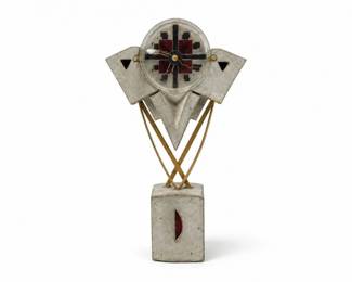 146 HandmadeCementBrassEnamelSculpturalClock