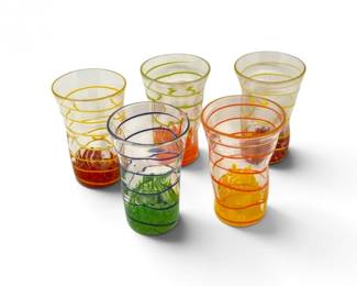 42 PenDoubulyuSignedHandBlownArtGlassSpiralDrinkingGlasses