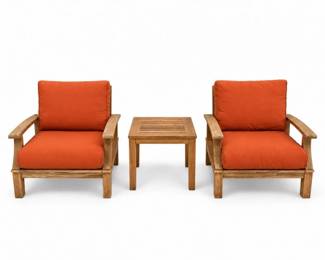 31 GlosterHeavyDutyTeakOutdoorLoungeChairsSideTable