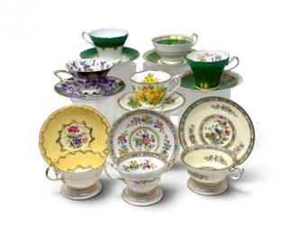 265 VintageEnglishBoneChinaFloralTeacupsSaucers8Sets