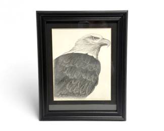 79 SignedBaldEaglePortraitOriginalBlackWhitePencilDrawing