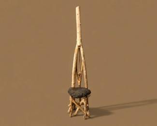 150 HandcraftedNaturalTreeBranchChairwHeavyStoneSeat75Tall