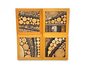 102 HandcraftedFourPanelWoodSliceBranchWallArt