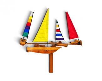 49 HandcraftedWoodKineticSailboatSculpturew4Boats