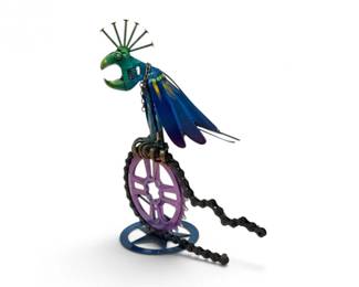 39 WhimsicalRecycledMetalBirdBottleOpenerSculpture