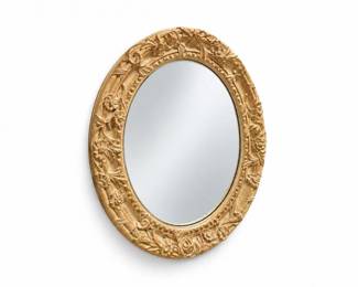 216 OrnateOvalWallMirrorwRaisedFloralResinFrame