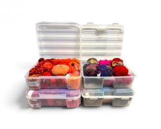 223 PinkPurpleOrangeSpecialtyNoveltyYarnCollection4LargeBins