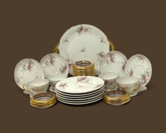 160 VintageLimogesFrancePinkFloralChinaGoldRimGlassCoasters