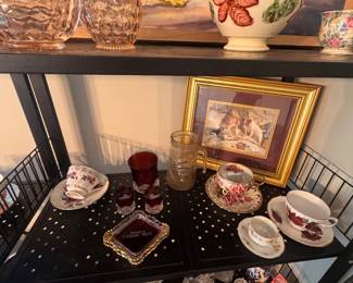 misc. Depression glass, teacups and more