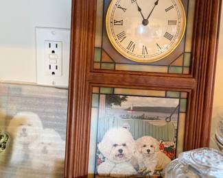 Bichon Frise clock with changeable dogs