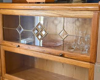 modern leaded glass barrister bookcase