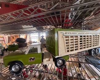 totally awesome Nylint lime green truck and trailer