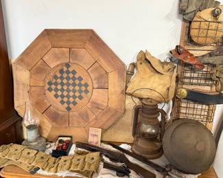 WWI items from belts to small leather puches and helmet