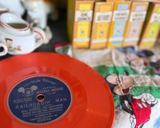 vintage Mickey Mouse hanky plus little records
