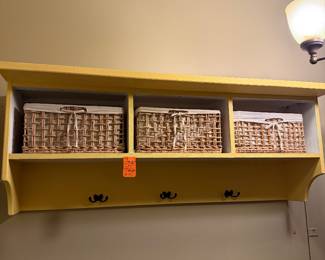#49. $120 yellow storage shelf with baskets49x21x17