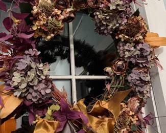 Wreath with gold ribbon $60
