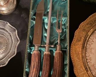 #27. Carving set included horn handles