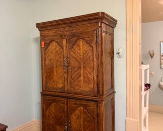 #59. $300 American Drew French provencal. 5 drawer two shelves