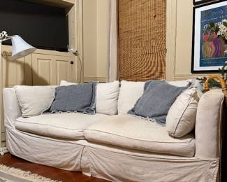 #20. $350 linen slip covered sofa 82”