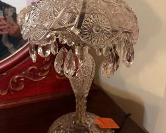 #66. $60 lead crystal glass lamp 16" H