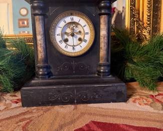 #73. $110 1900’s Mantel clock black marble