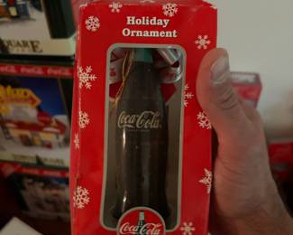 Coca-Cola holiday bottle ornament in original box