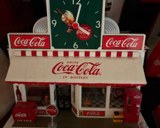 Coca-Cola soda fountain counter with clock collectible
