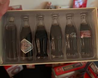 Coca-Cola miniature bottle set in display box