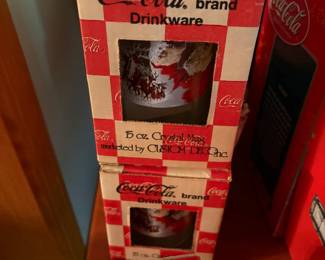 Coca-Cola brand drinkware glasses in original boxes