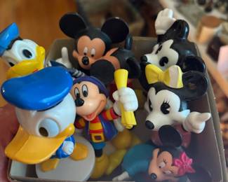 Vintage Disney PVC figures including Mickey Mouse, Minnie Mouse and Donald Duck