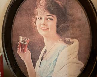 Coca-Cola oval serving tray with classic 1920s girl artwork