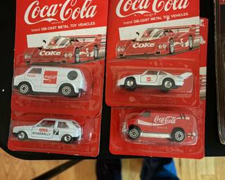 Coca-Cola die-cast metal toy vehicle sets, new on cards