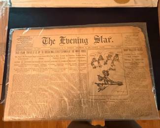 Original antique Washington D.C. Evening Star newspaper in protective sleeve