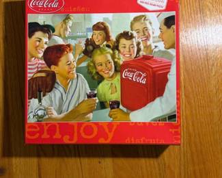 Coca-Cola jigsaw puzzle with retro soda fountain scene