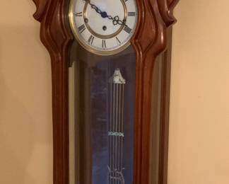 West German (1945-1989) regulator clock. It will need a visit to a clock repairman. Not keeping time, pendulum works, but not continuously.
