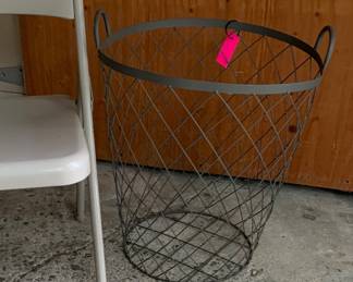 Large metal mesh waste basket.