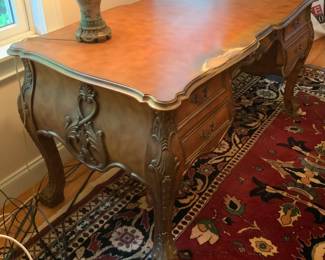 Modern reproduction Louis XVI/Louis Phillipe style desk. As is, leather top needs replacing.