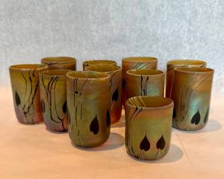 Craig Zweifel "Bleeding Heart" Art glass tumblers